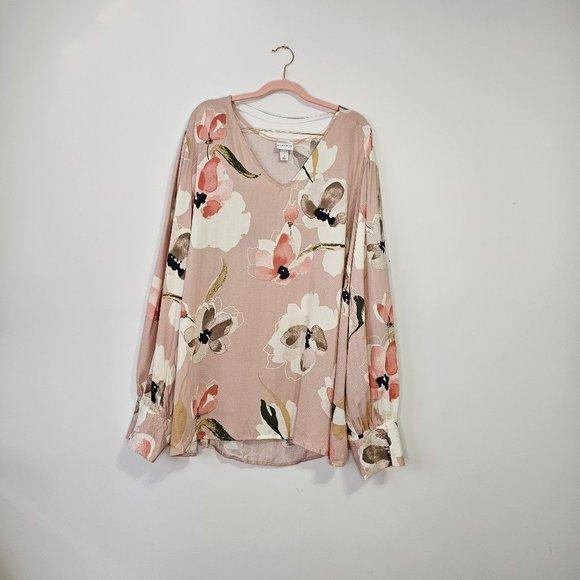GUC Ava & Viv Plus size 3X Floral blouse - Picture 1 of 5
